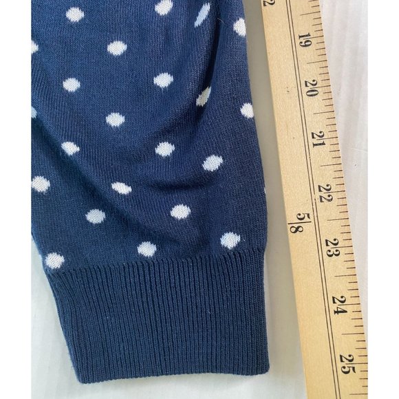 Womens Navy Blue and White Polka Dot Sweater Size 22 Dark Academia Grandma Core - Picture 8 of 8